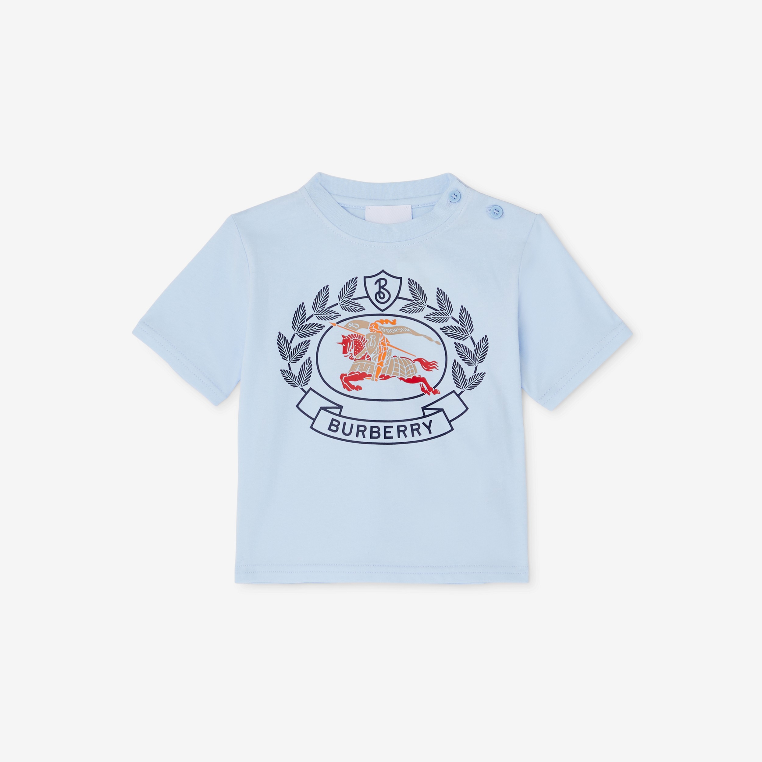 Camiseta em algodão com estampa Equestrian Knight (Azul Claro) - Crianças | Burberry® oficial - 1