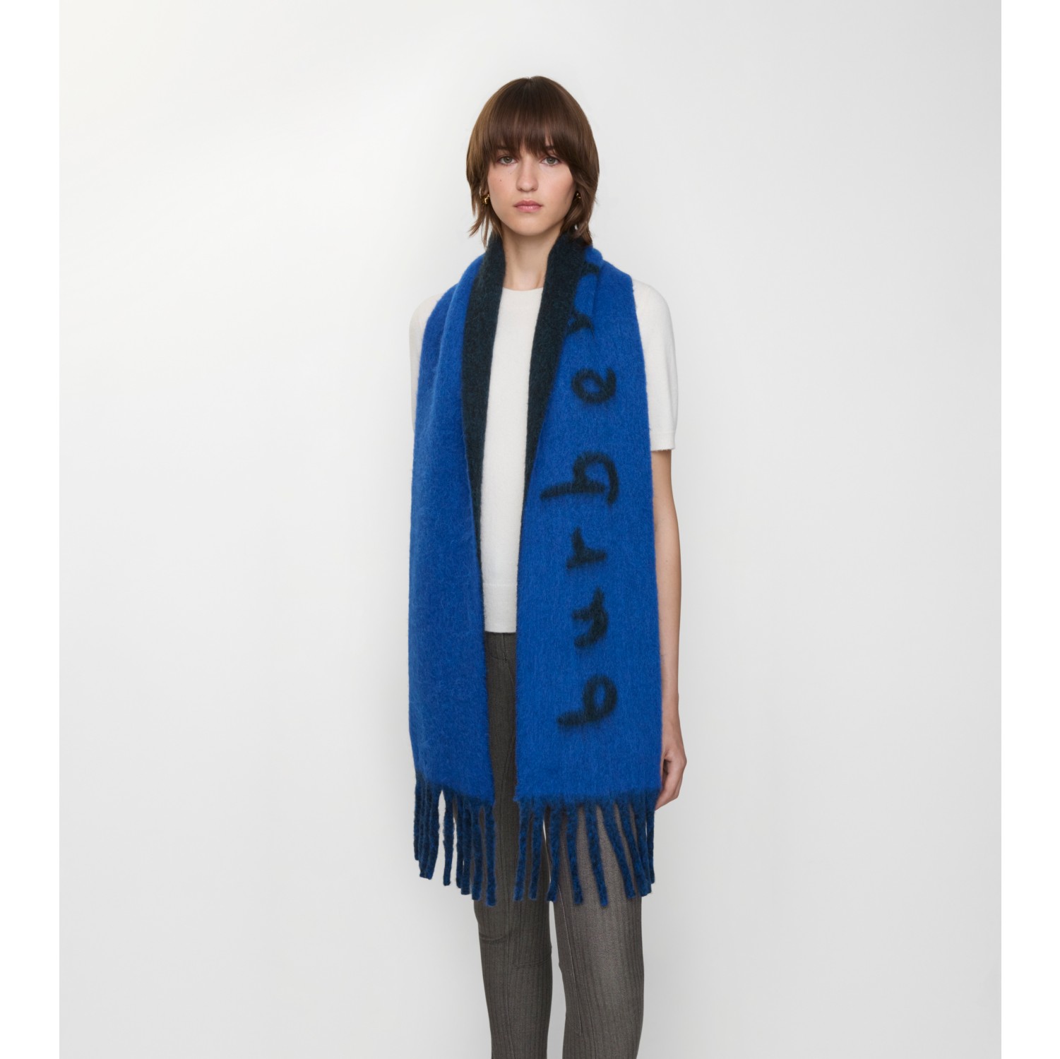Reversible Logo Alpaca Wool Blend Scarf