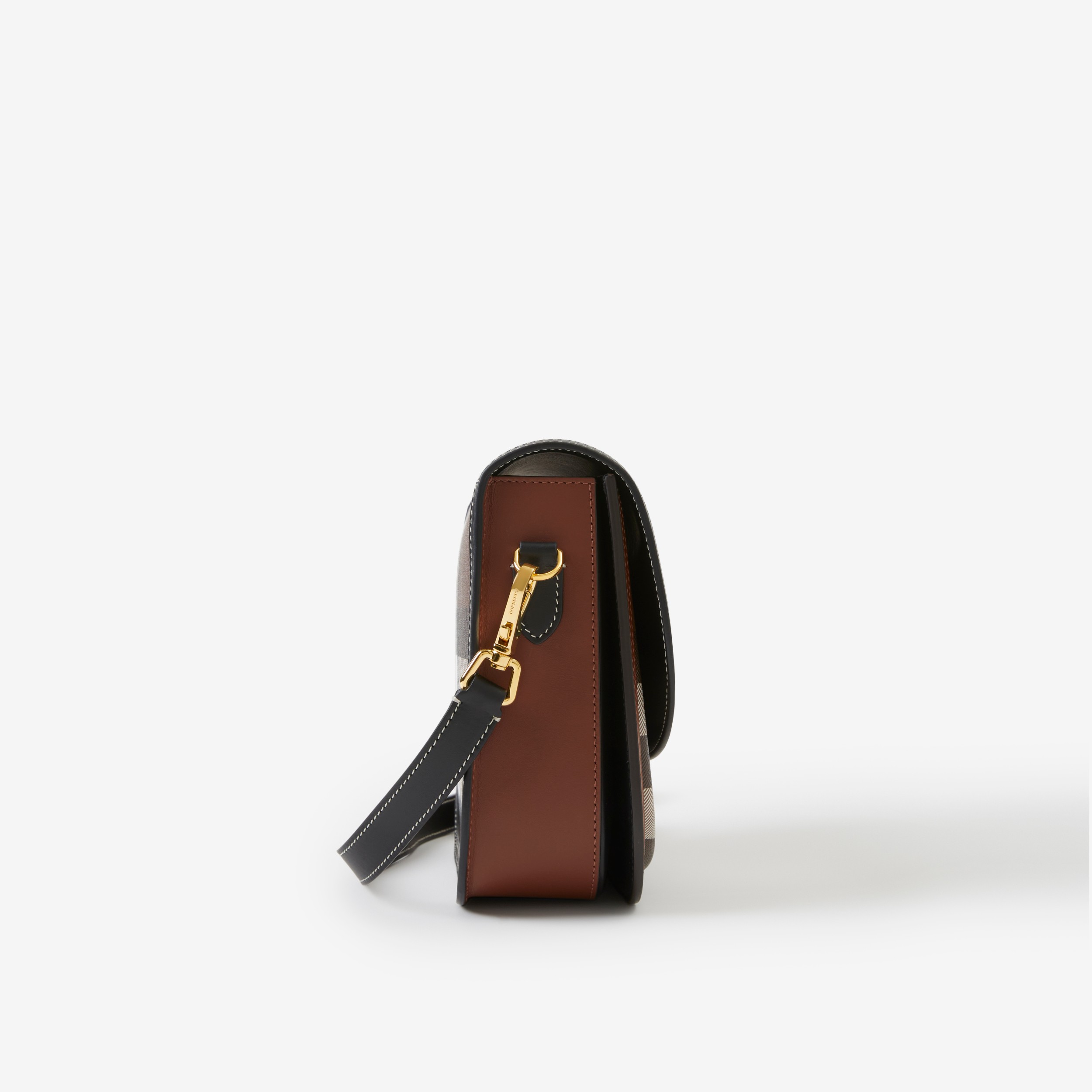 Elizabeth – 格纹拼皮革中号伊丽莎白手袋 (深桦木棕) - 女士 | Burberry® 博柏利官网 - 2