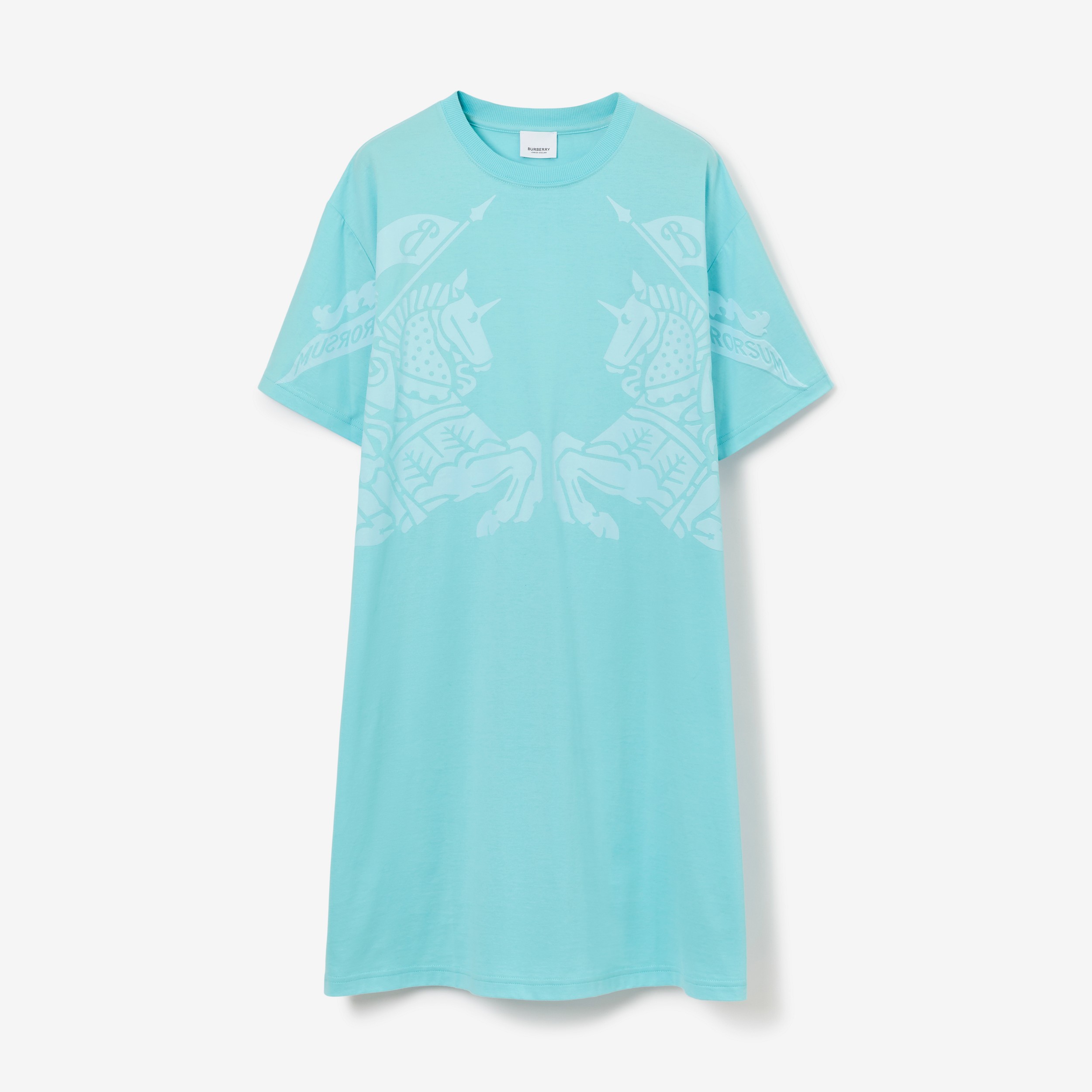 Vestido estilo camiseta de algodão com estampa EKD (Azul Topásio Intenso) - Mulheres | Burberry® oficial - 1