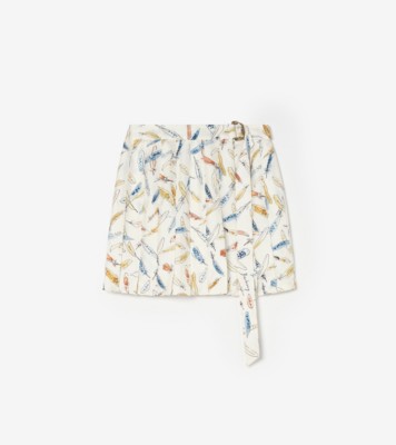 Burberry プリーツ フェザープリント　シルク ミニスカート (インクブルー) - ウィメンズ | Burberry®公式サイト