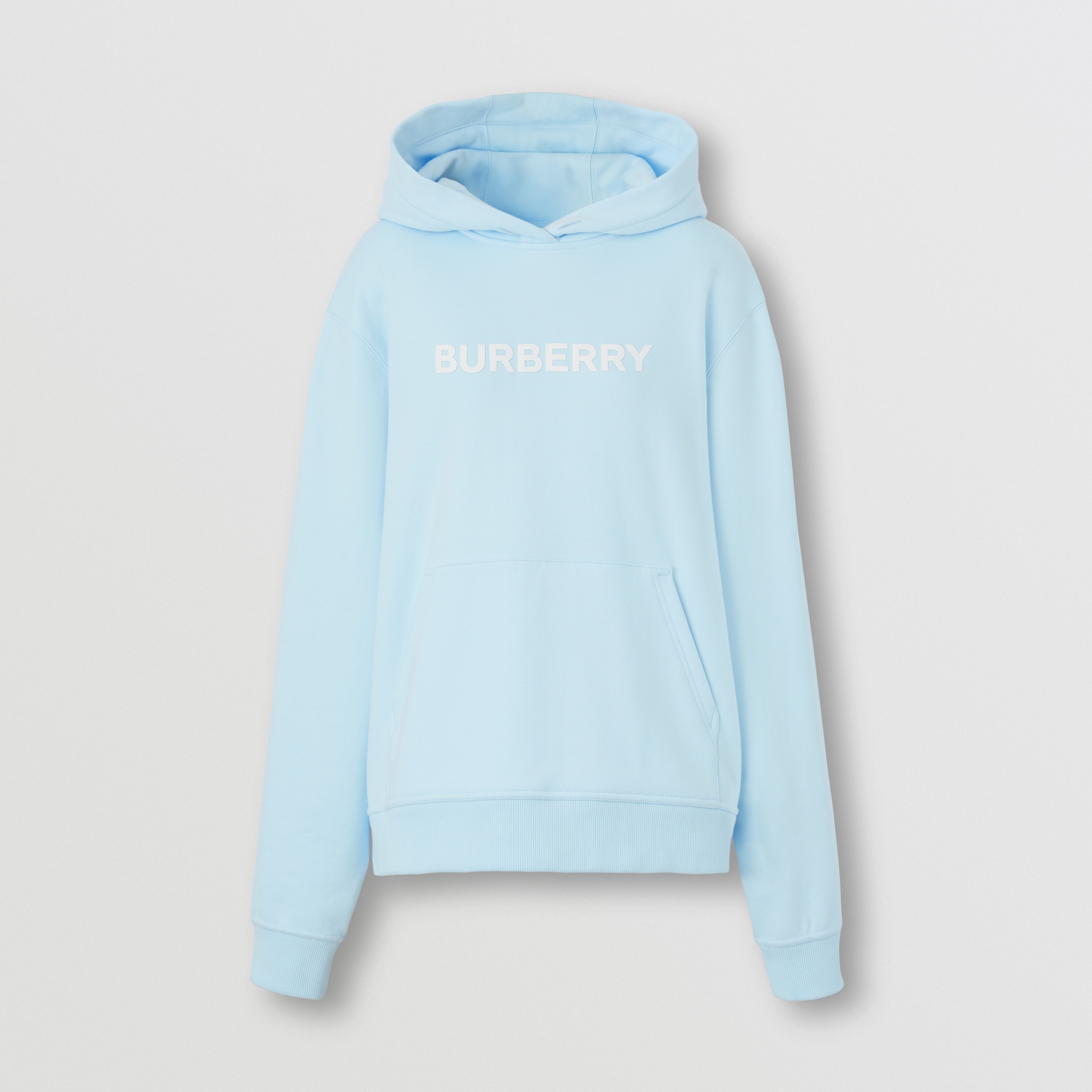 Logo Print Cotton Hoodie in Pale Blue - Women | Burberry® Official - 4
