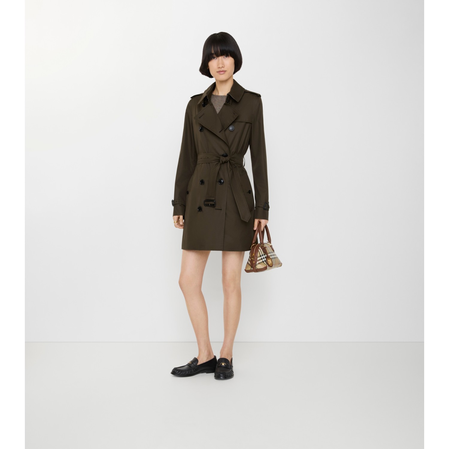 Short Tropical Gabardine Kensington Trench Coat - thumbnail 4