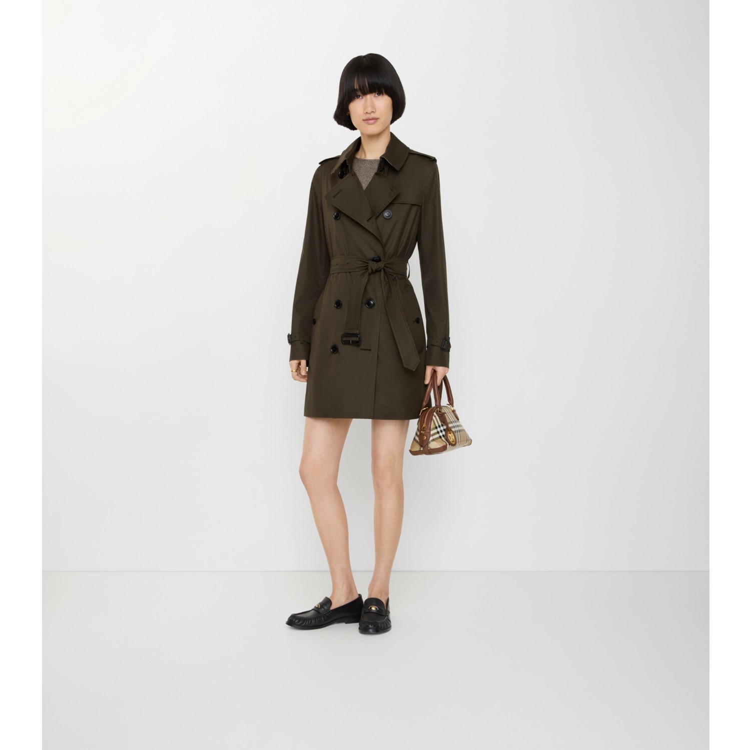 Short Tropical Gabardine Kensington Trench Coat in Juniper green - Women | Burberry® Official