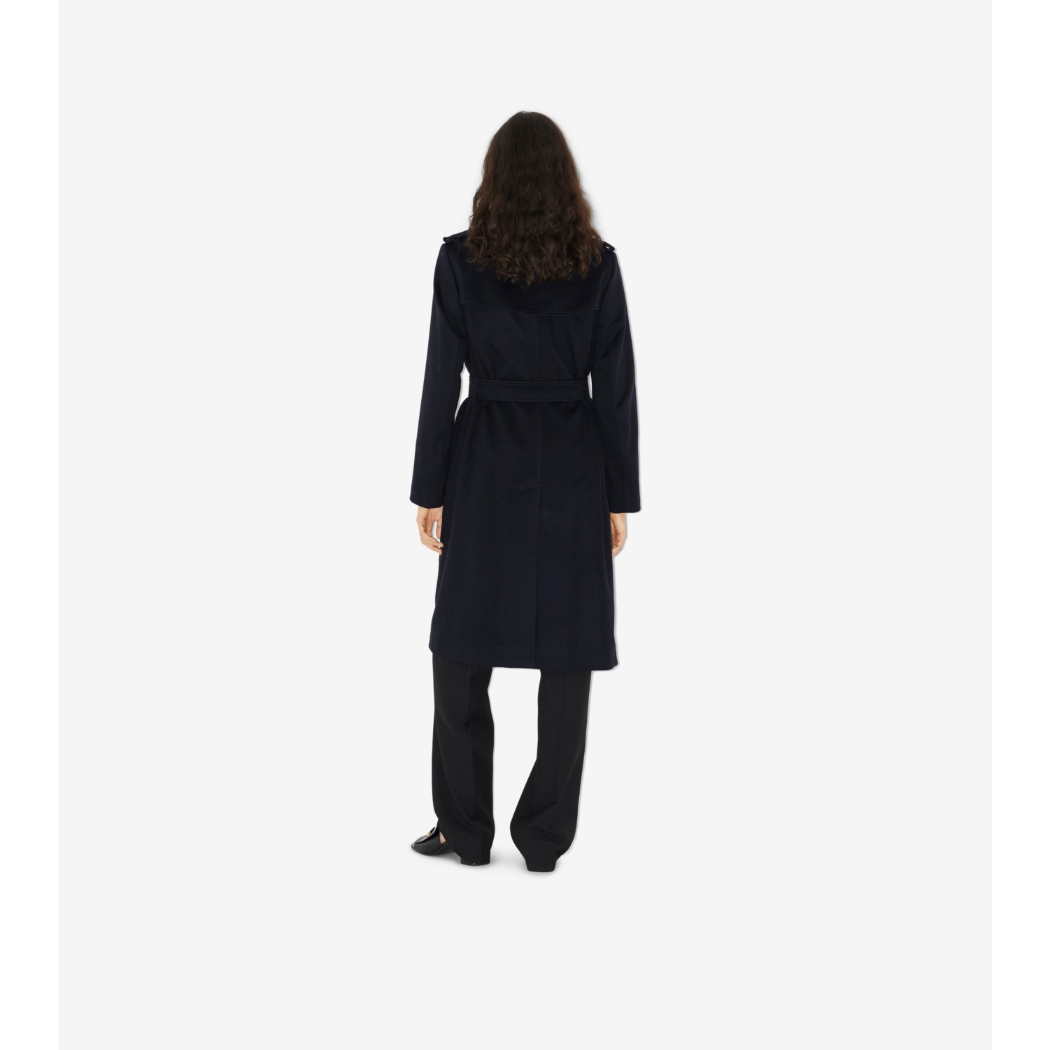 Long Cashmere Blend Kensington Trench Coat in Dark charcoal blue - Women |  Burberry® Official