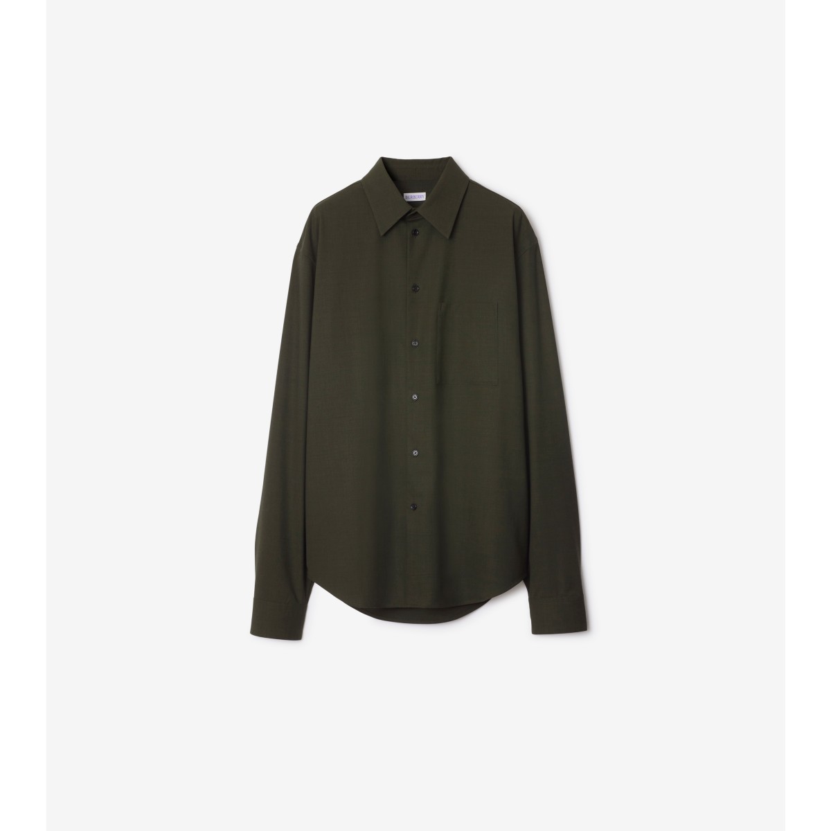 Shop Burberry Stretch Wool Shirt In Snug Melange