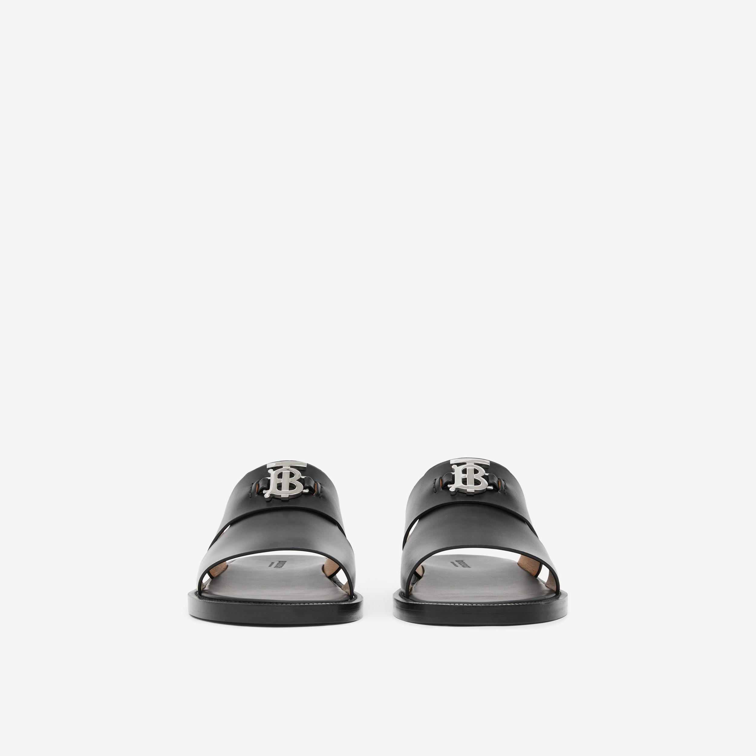 Sandálias de couro com monograma (Preto) - Homens | Burberry® oficial - 2