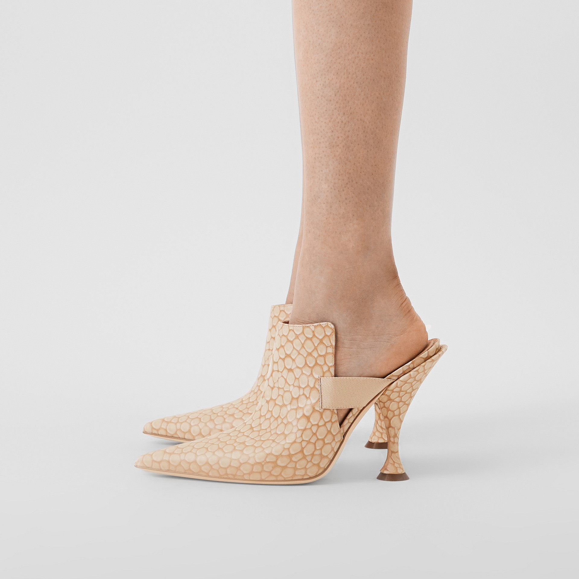 Stingray Print Leather Point-toe Mules in Light Sand - Women | Burberry ...