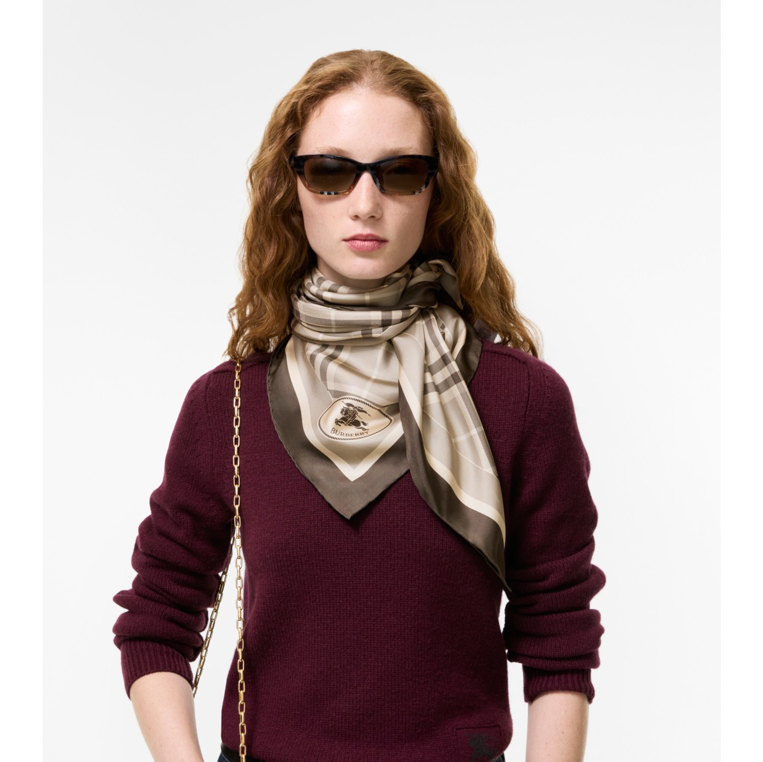 Check Knight Stamp Silk Scarf