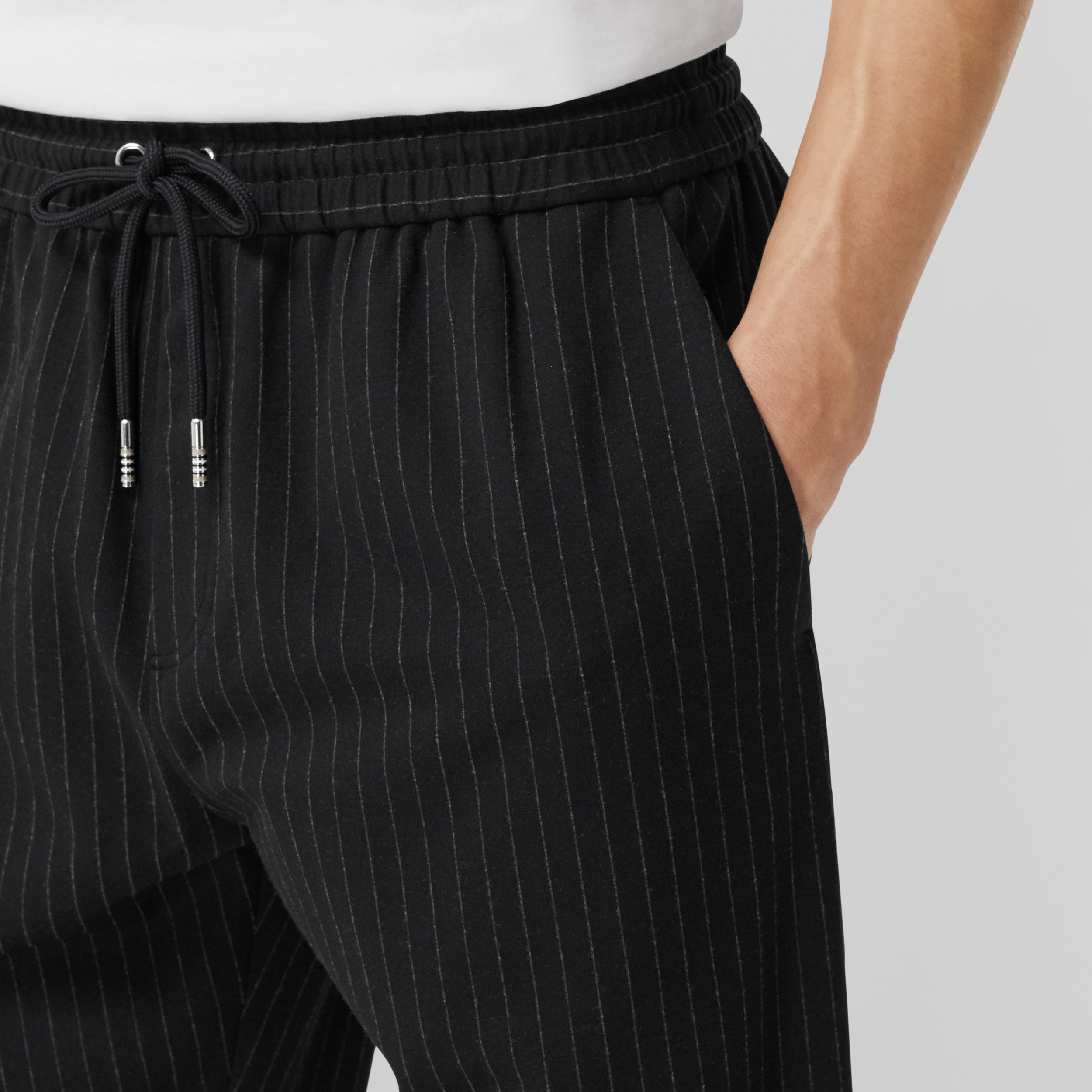Pinstriped Stretch Jersey Jogging Pants in Black - Men | Burberry ...