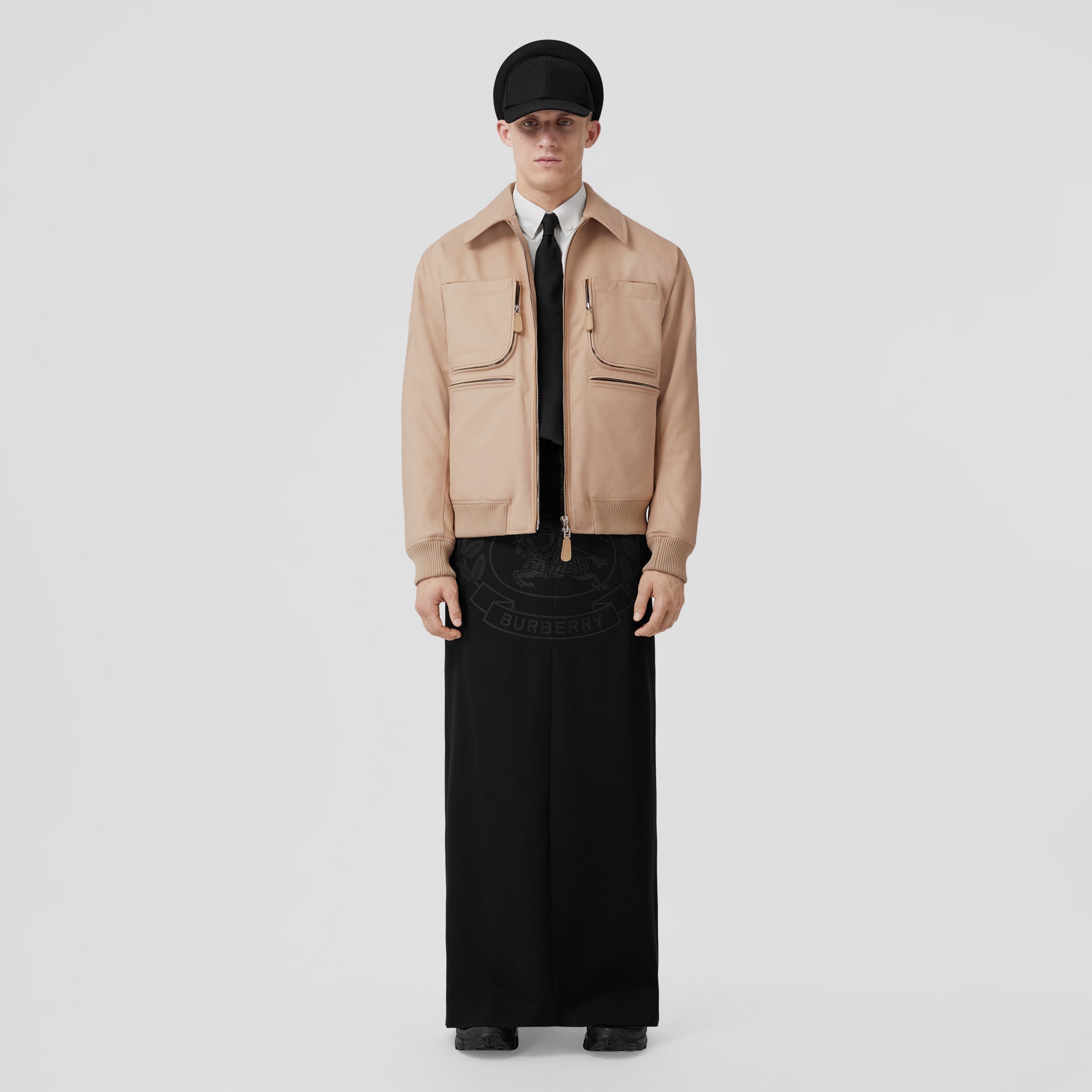 Pocket Detail Cotton Gabardine Harrington Jacket in Soft Fawn - Men | Burberry® Official - 1