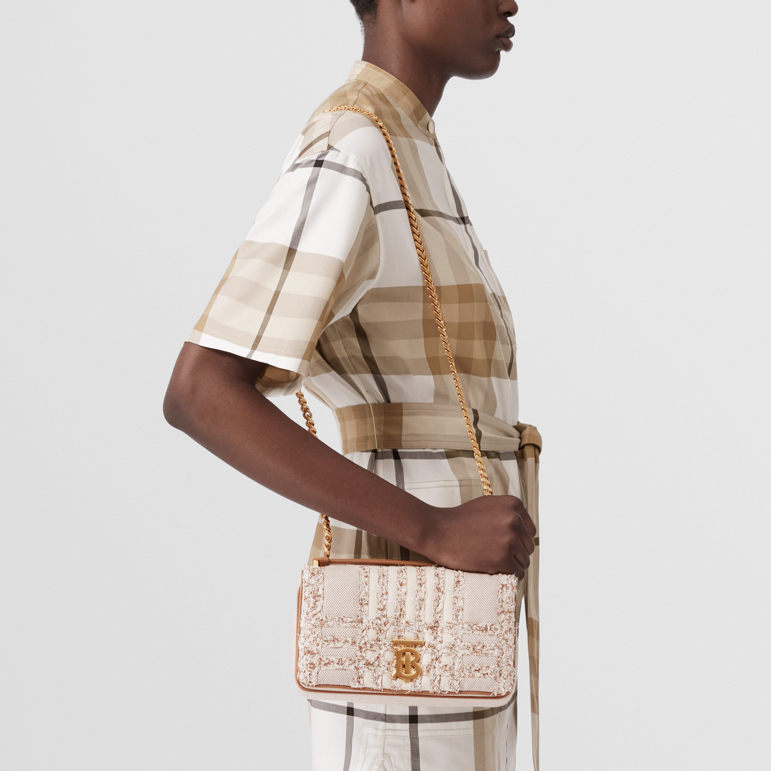 Small Needle Punch Canvas Lola Bag in Natural - Women | Burberry® Official - 3