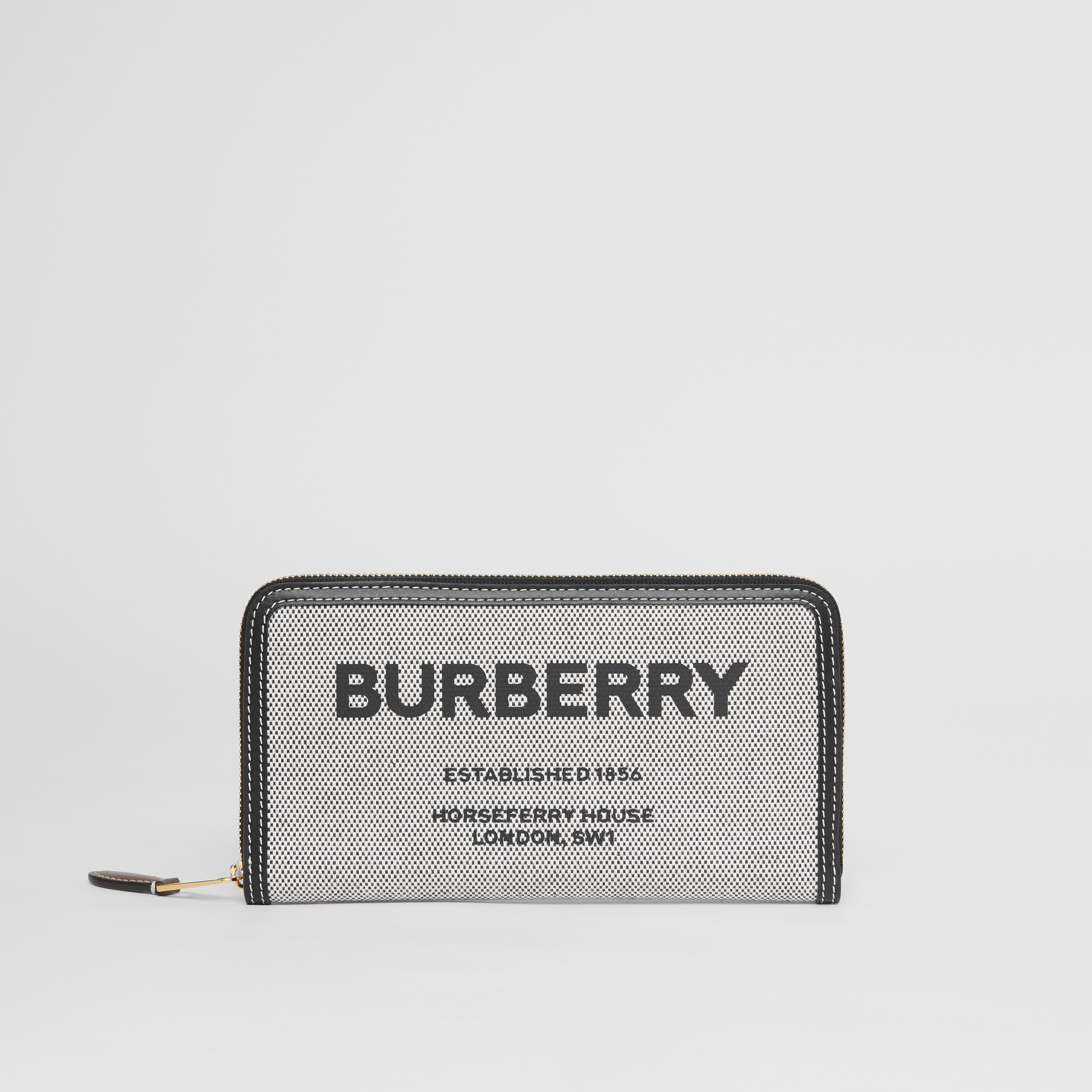 Brieftasche aus Canvas und Leder mit Horseferry-Aufdruck und Reißverschluss (Schwarz/hellbraun) - Damen | Burberry® - 3