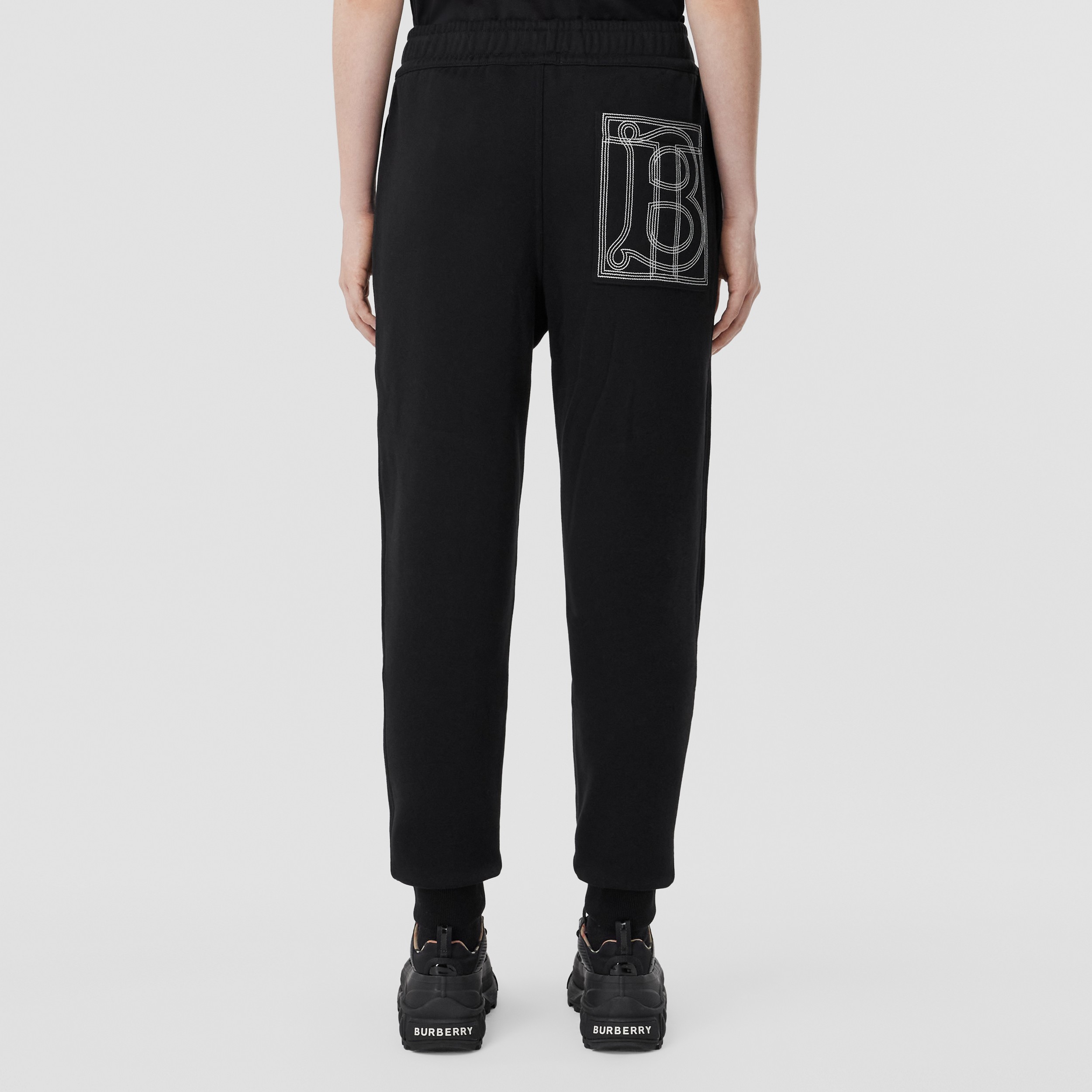 Monogram Motif Cotton Jogging Pants in Black - Women | Burberry® Official - 3
