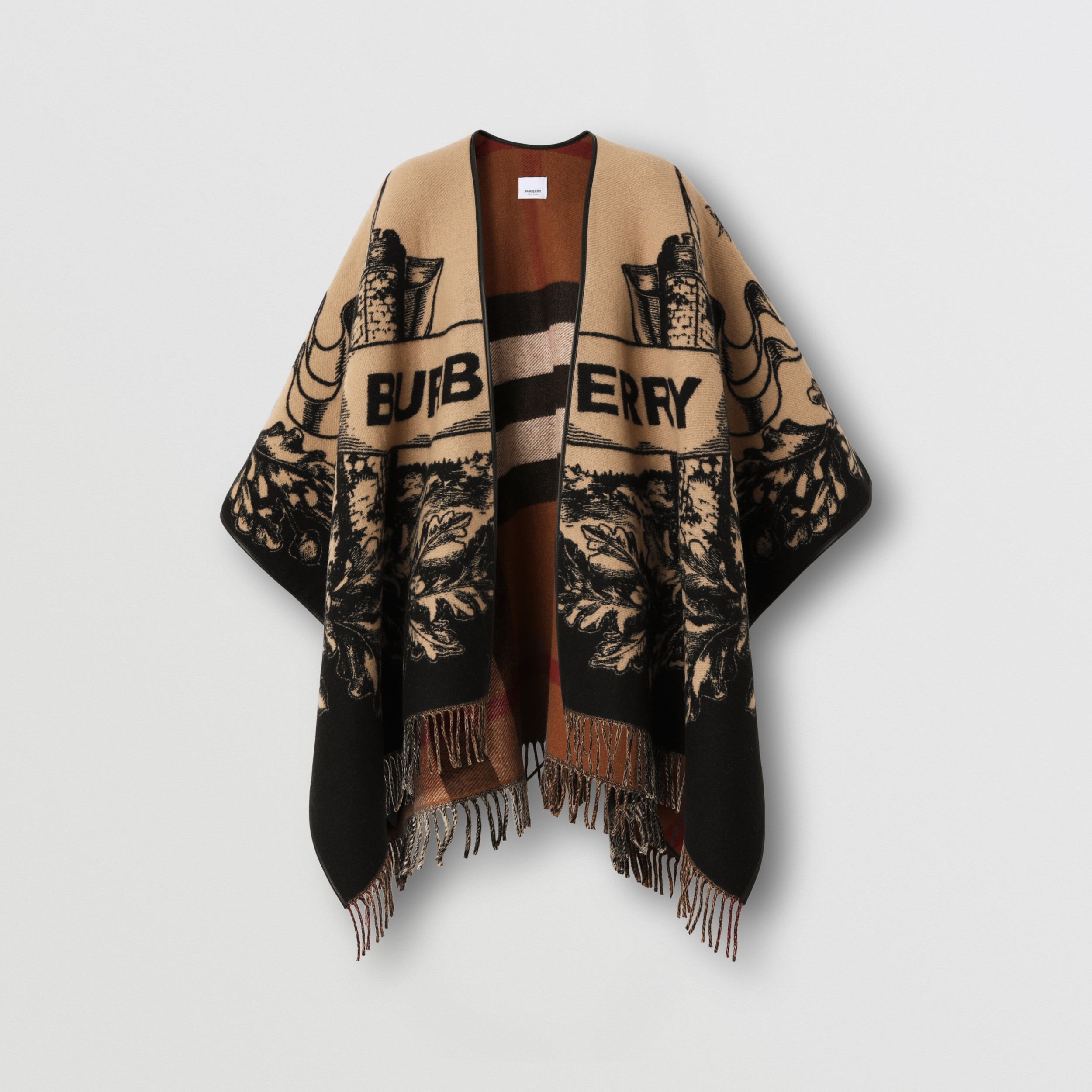 EKD Wool Jacquard Cape in Dark Birch Brown | Burberry® Official - 3