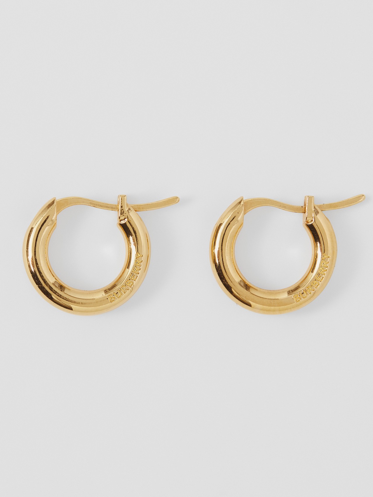 Logo Detail Gold-Plated Hoop Earrings in Light