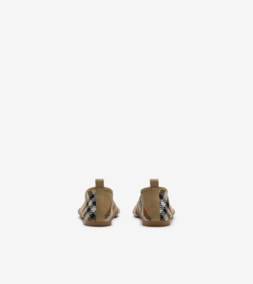 【送料&関税込】Burberry Check Baby Ballerinas Check Knit Baby Ballerinas in Sand - Women | Burberry® Official
