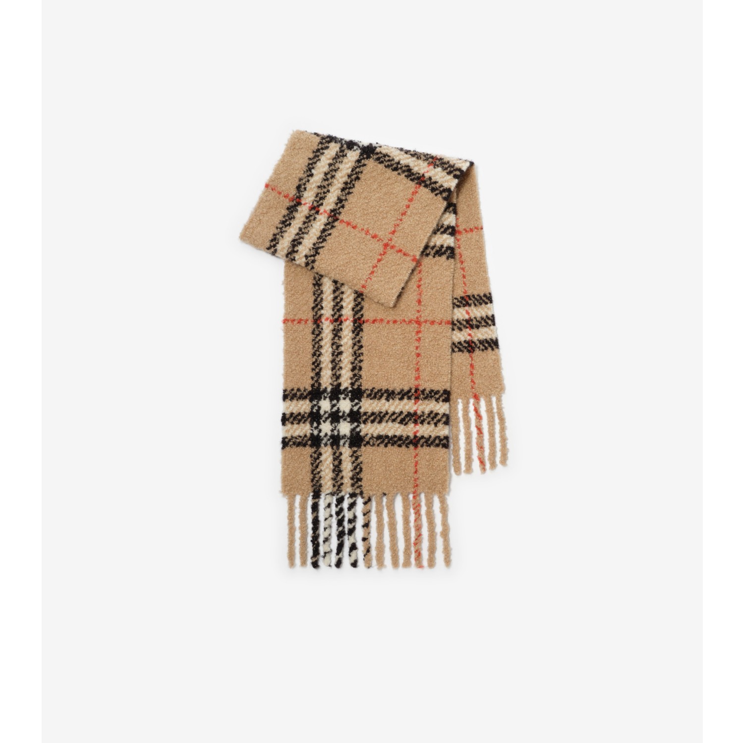 Check Alpaca Wool Blend Bouclé Scarf