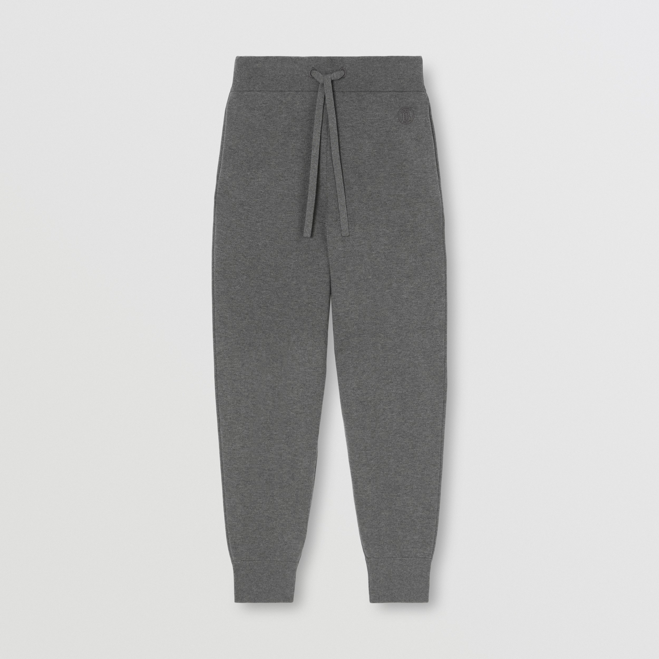 Custom Fit Cashmere Cotton Blend Jogging Pants in Storm Grey Melange - Women | Burberry® Official - 4