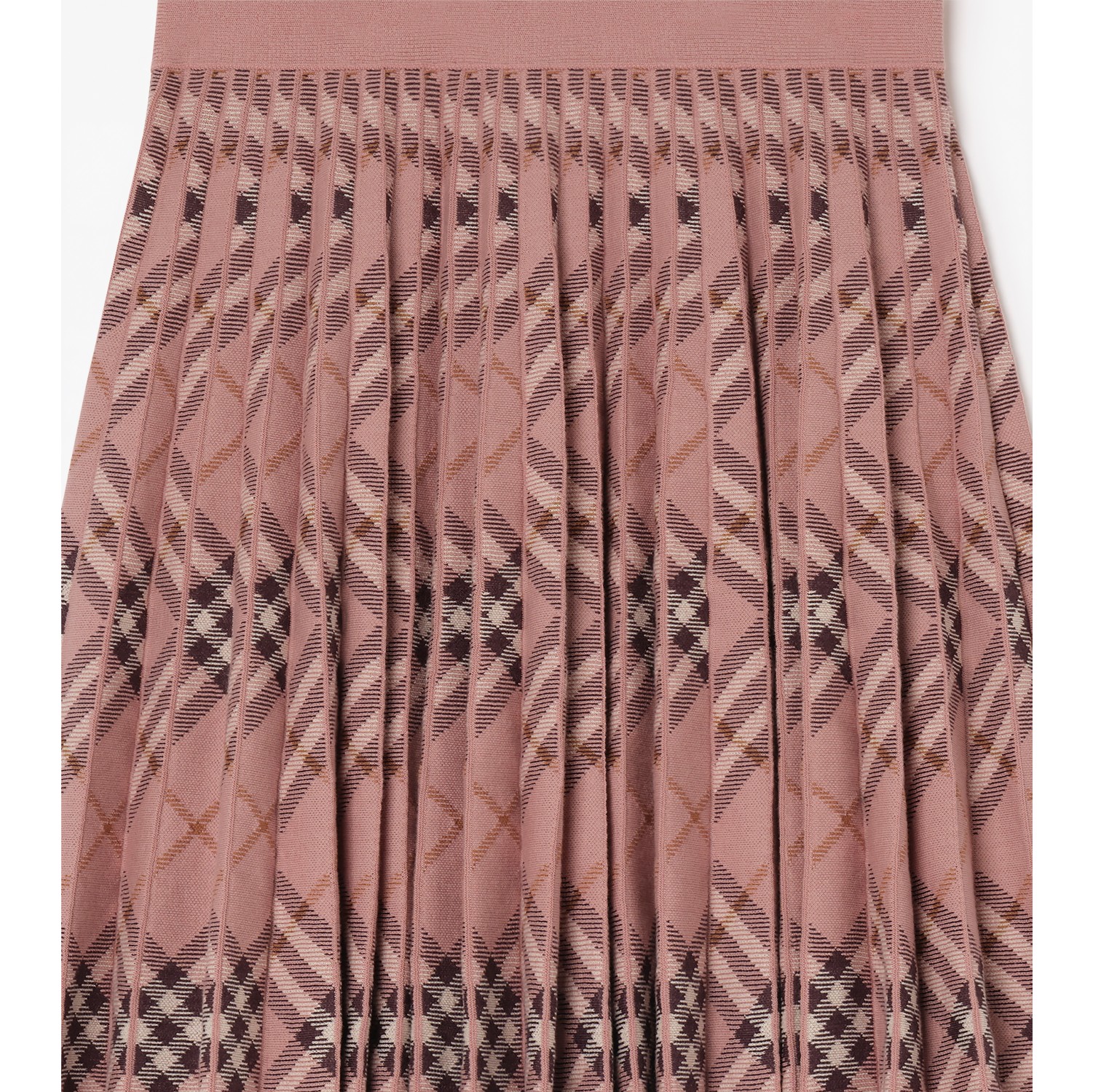 Pleated Check Cotton Nylon Skirt