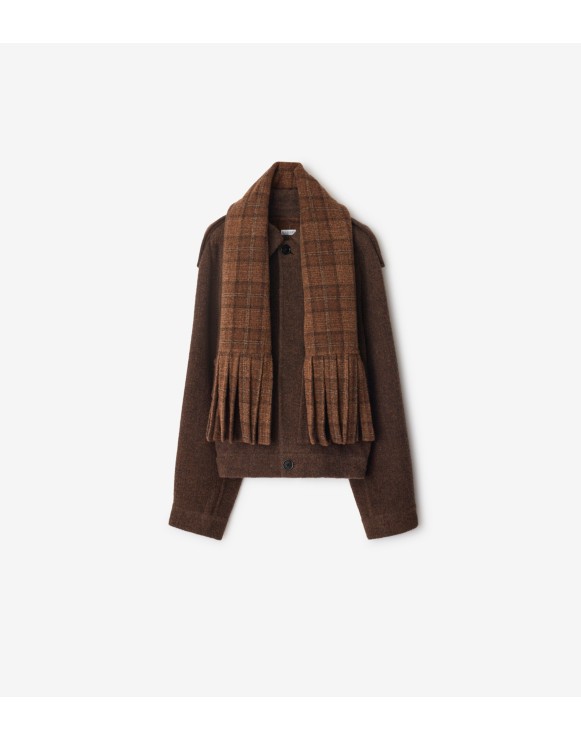 Detachable Scarf Wool Blend Jacket