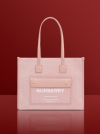 Bright Red and Dusky Pink Canvas and Leather Small Freya Tote
