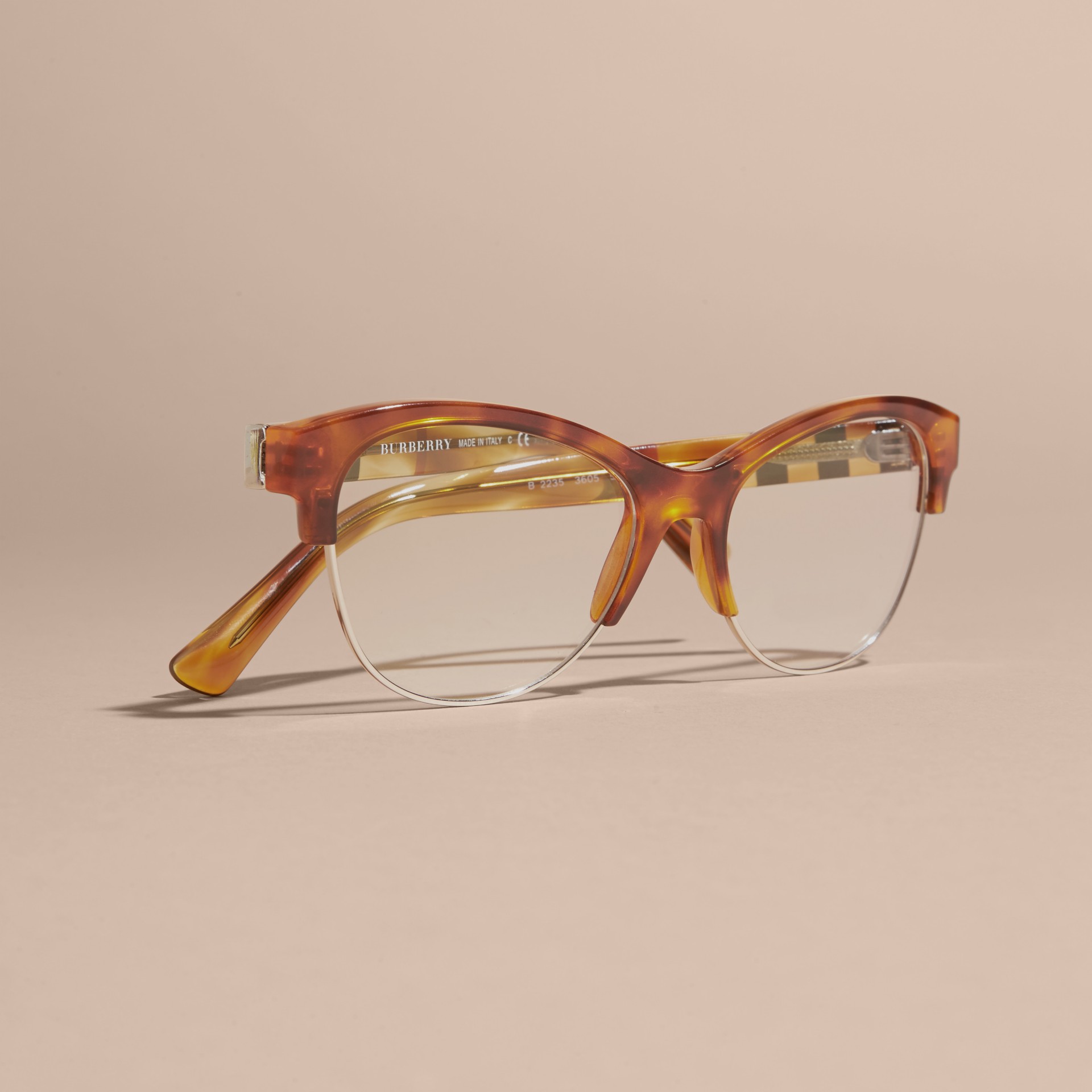 Half-rimmed Cat-eye Optical Frames Light Russet Brown ...