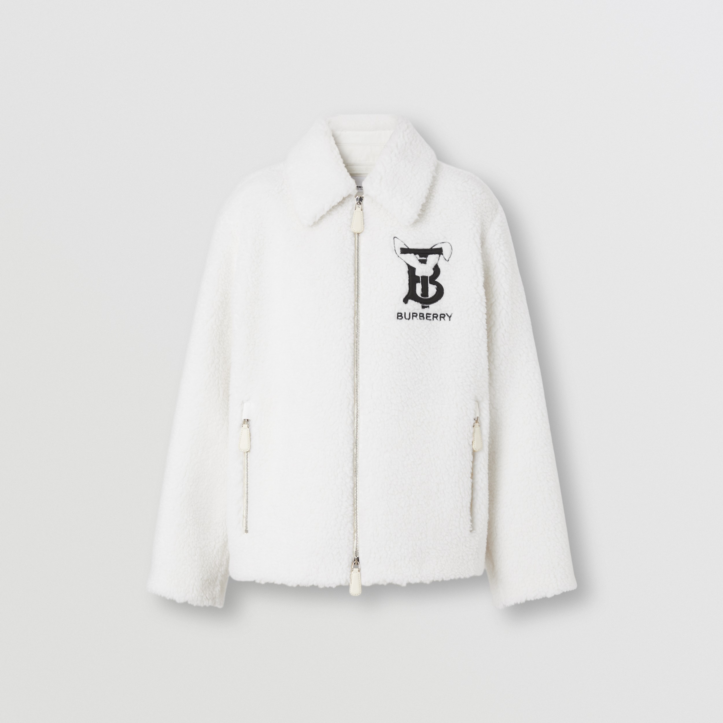 Rabbit Appliqué Fleece Jacket in Ecru - Women | Burberry® Official - 4