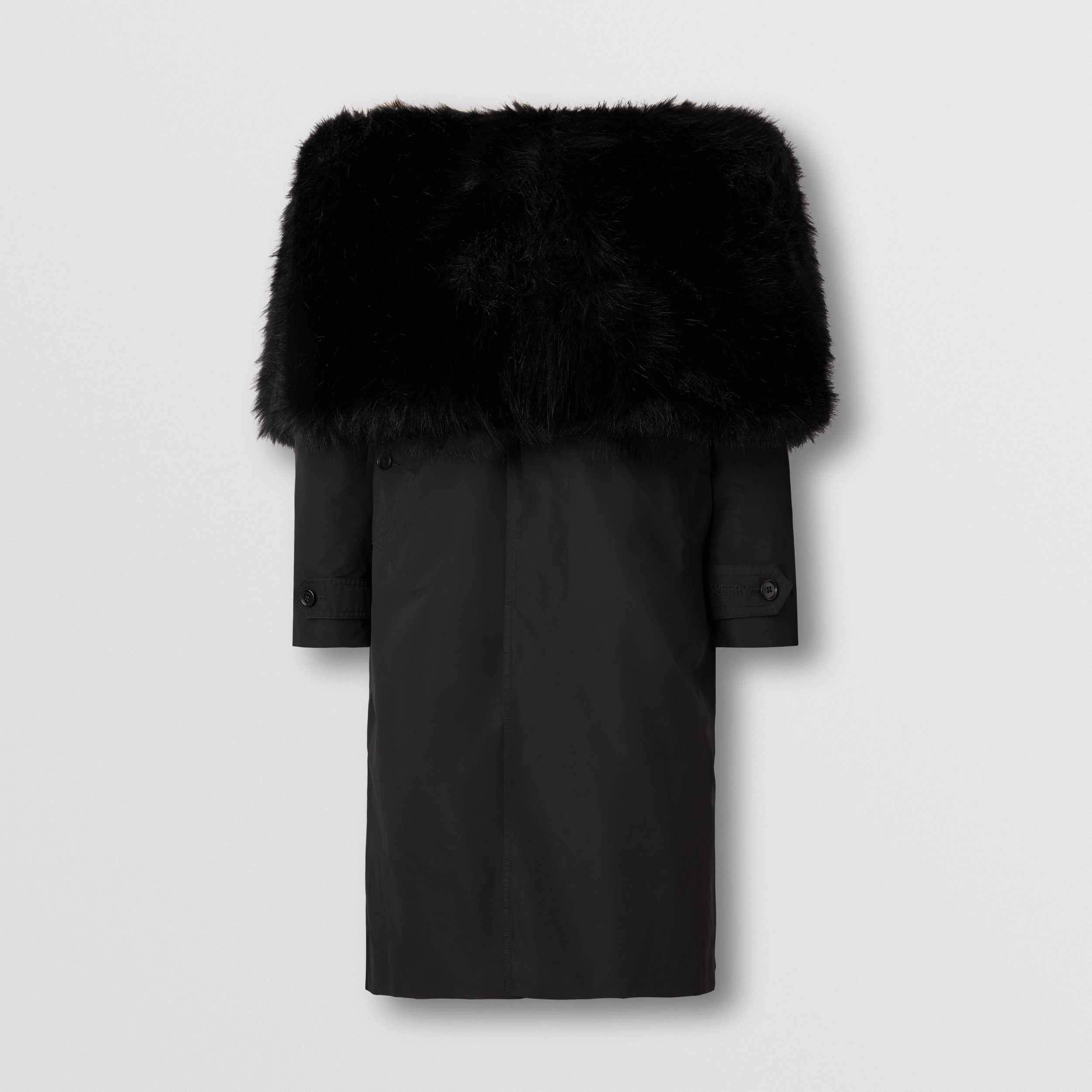 Car coat em nylon com detalhe de pelo sintético (Preto) - Homens | Burberry® oficial - 4