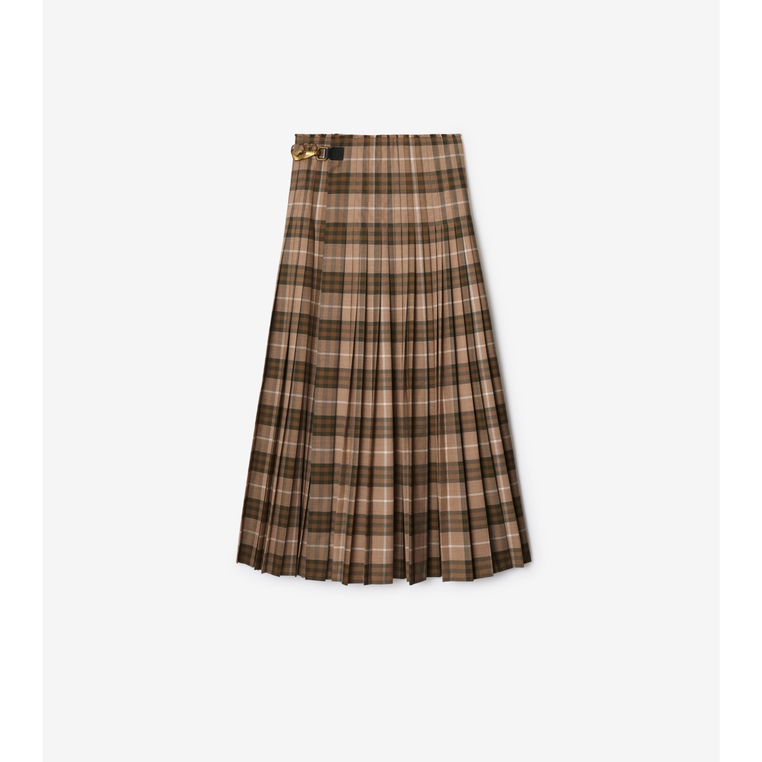 Saia kilt maxi de mescla de lã em Check