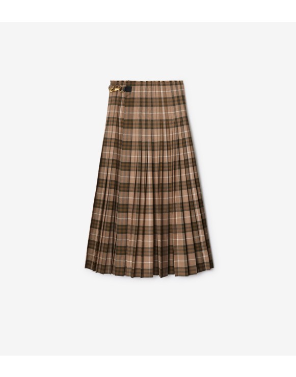 Check Wool Blend Maxi Kilt