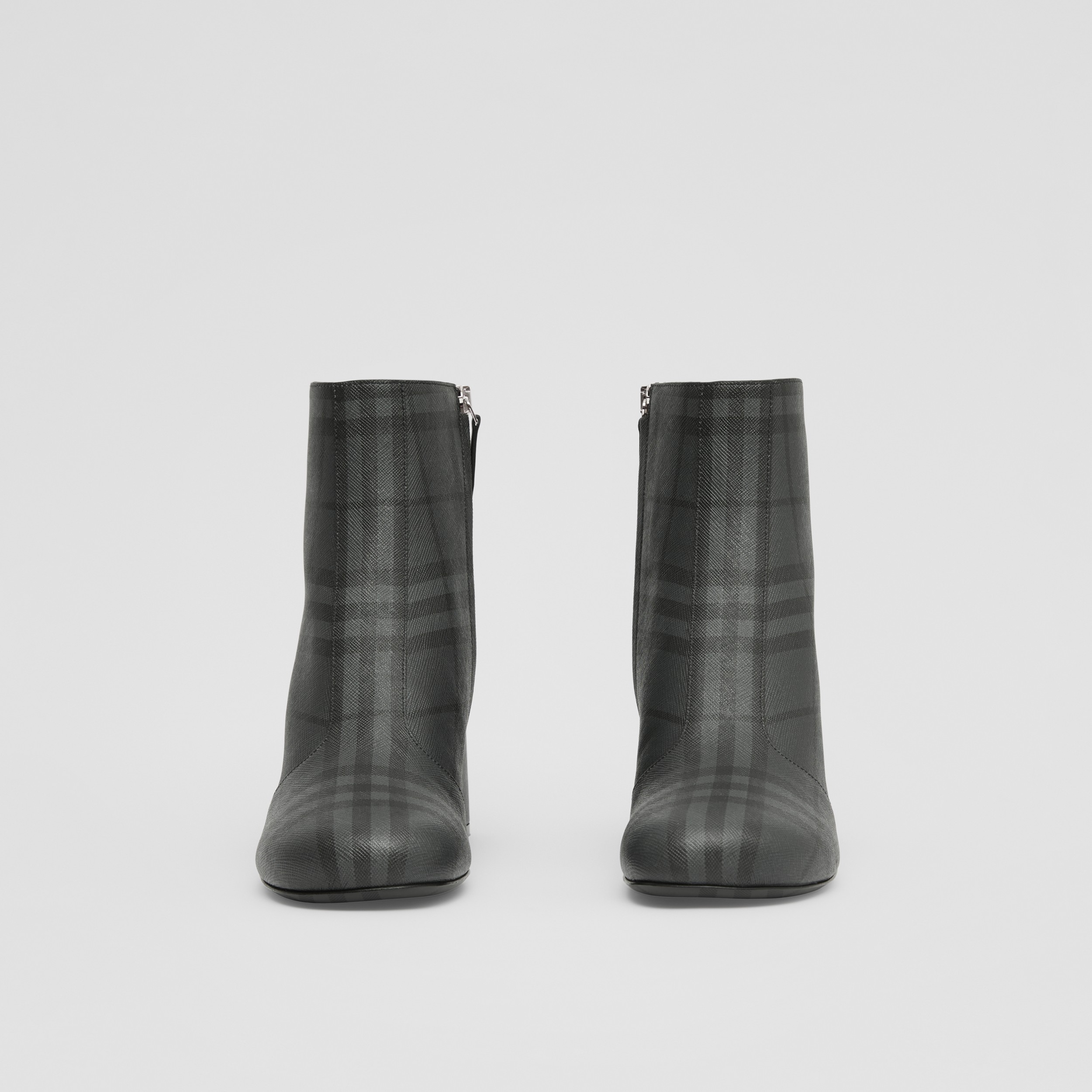 Vintage Check Block-heel Ankle Boots in Charcoal - Women | Burberry® Official - 4