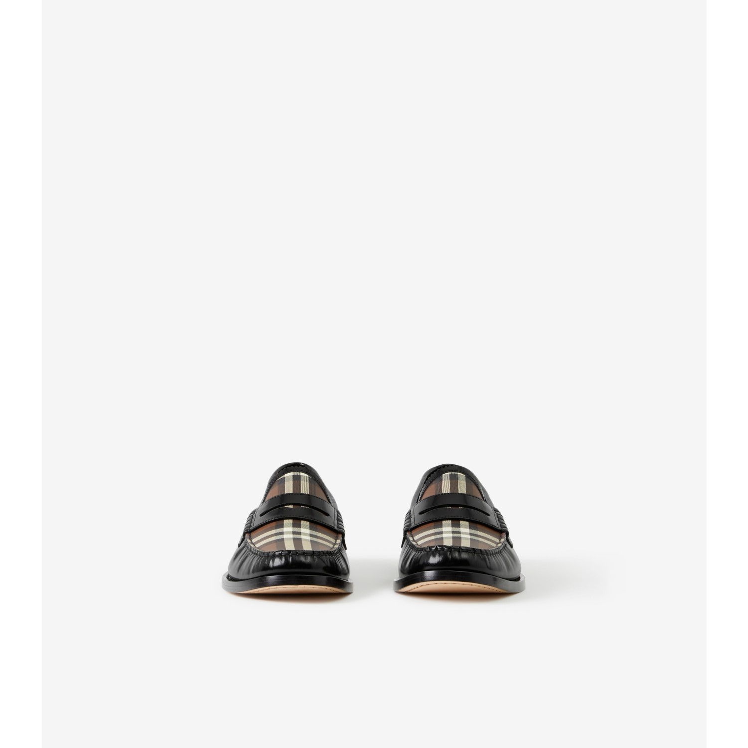Check Panel Leather Loafers - Men | Burberry® Official
