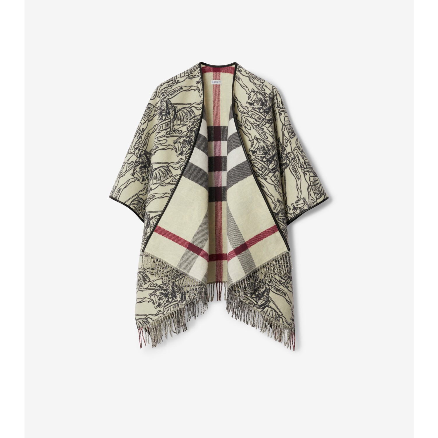 リバーシブル EKD チェック ウールケープ (ストーン) | Burberry®公式サイト