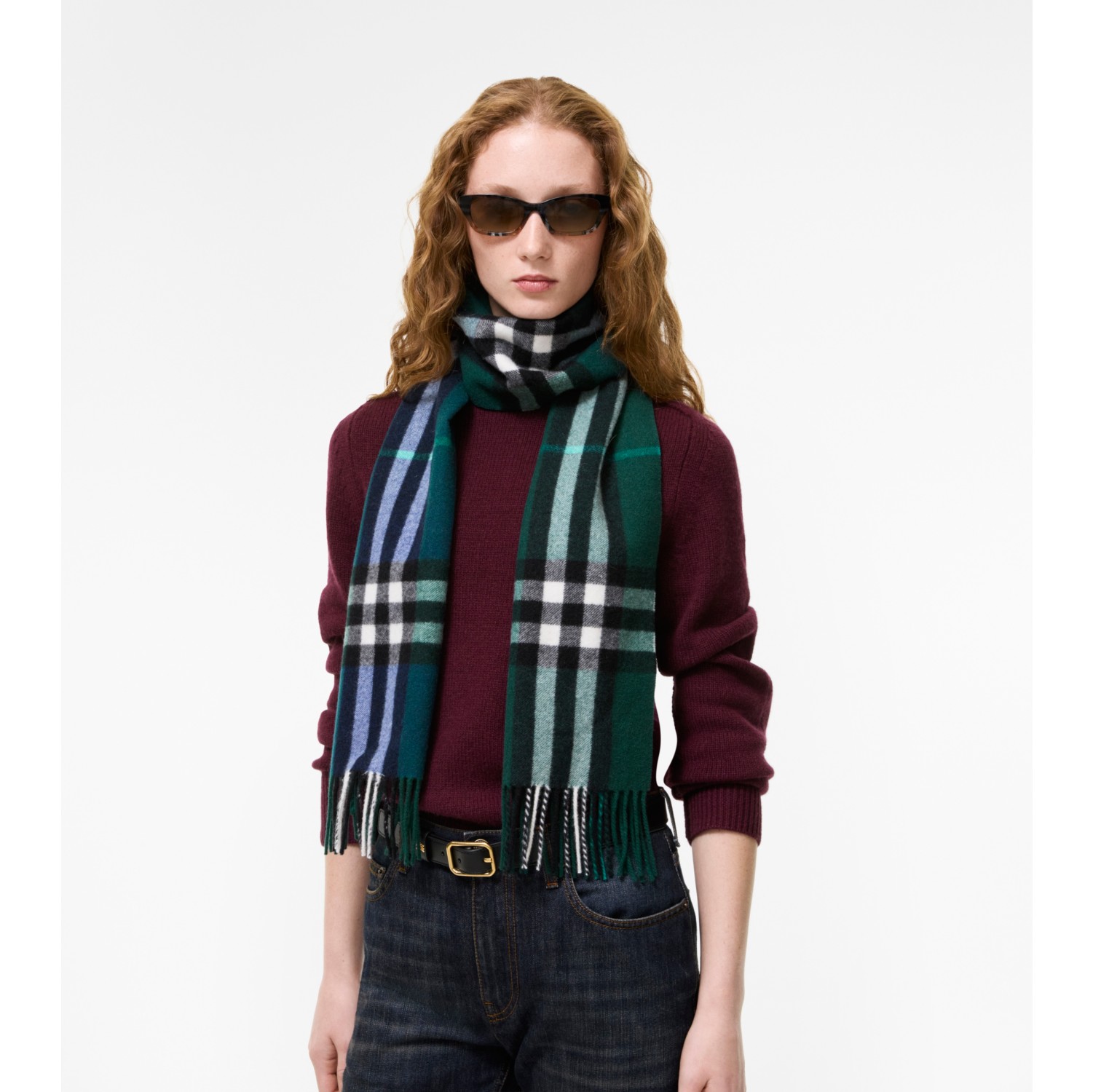 Gradient Check Cashmere Scarf