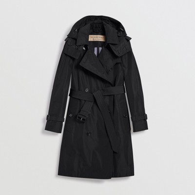 womens black trench coat with hood