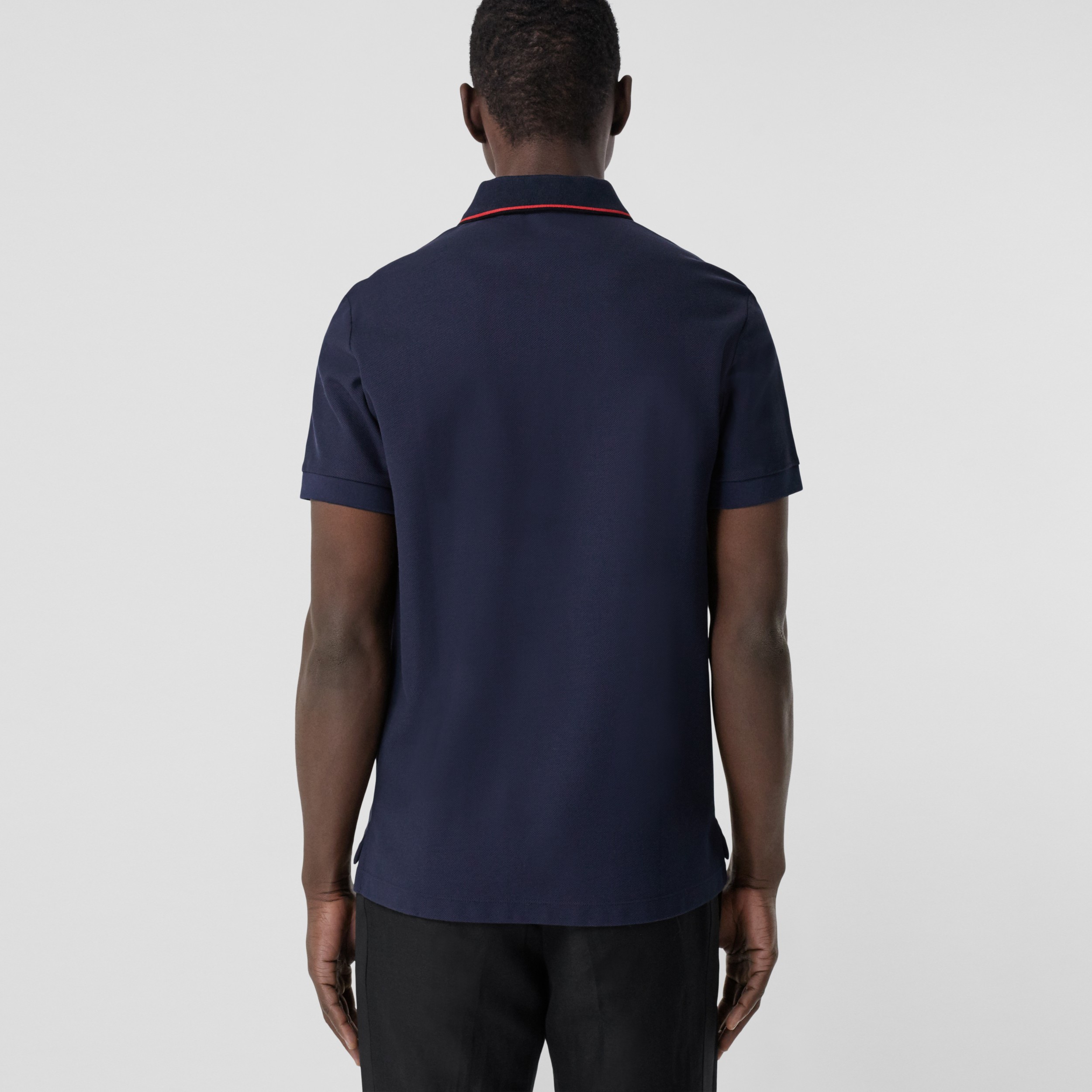 Icon Stripe Placket Cotton Piqué Polo Shirt in Navy - Men | Burberry ...