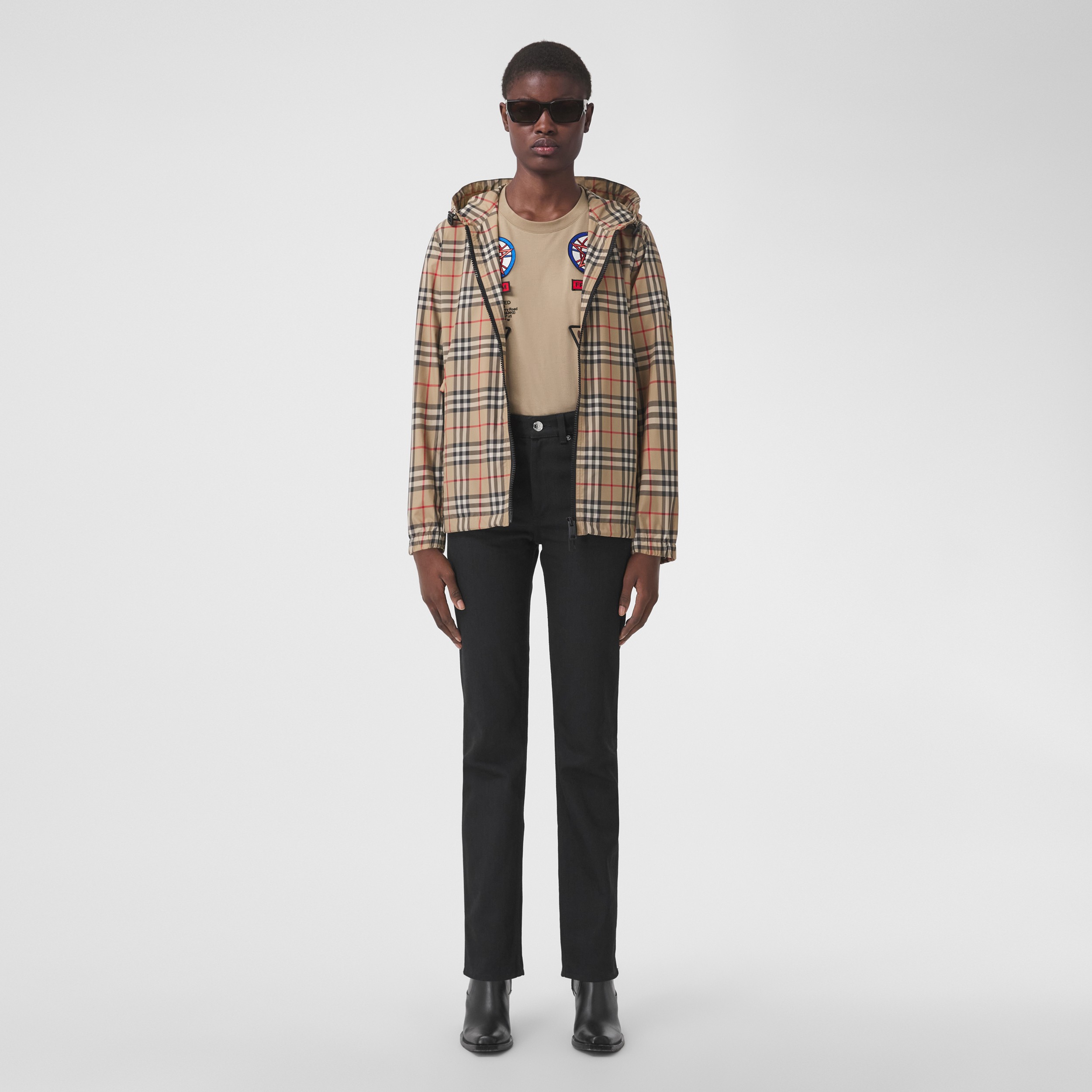 Burberry Vintage Check Cotton Hoodie in Beige Natural Womens Clothing Coats Parka coats 