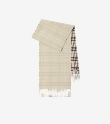 Reversible Check Cashmere Scarf in Stone Burberry Official