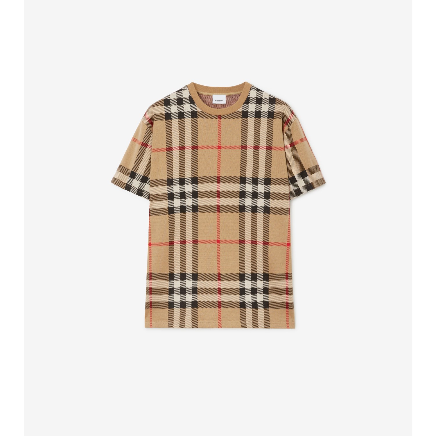 Check Cotton T-shirt in Archive beige - Men | Burberry® Official