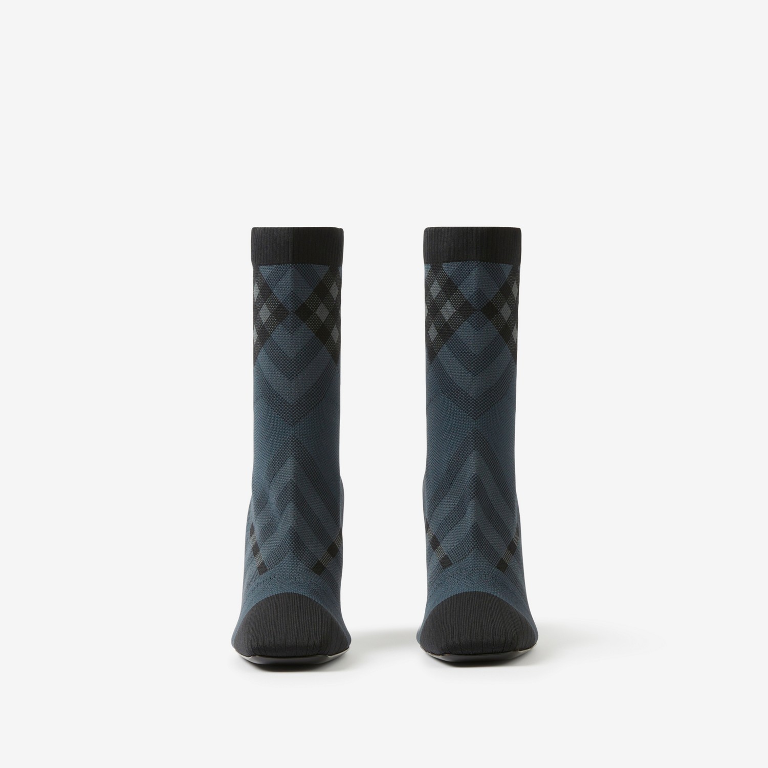 Knitted Check Sock Boots in Charcoal/grey - Women | Burberry® Official