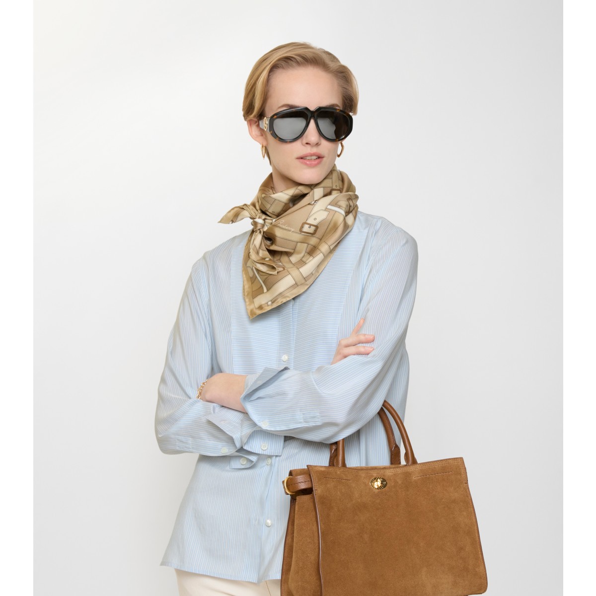  Check Belt Silk Scarf