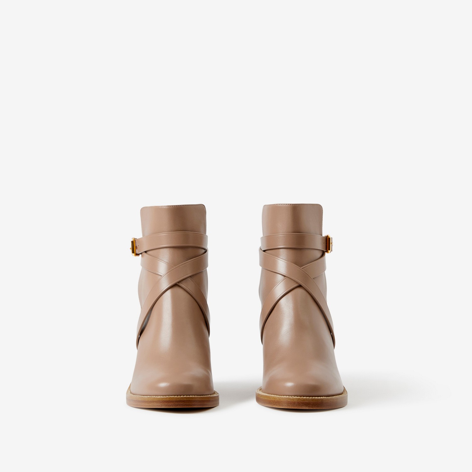 Ankle boots de couro com estampa House Check (Wheat) - Mulheres | Burberry® oficial