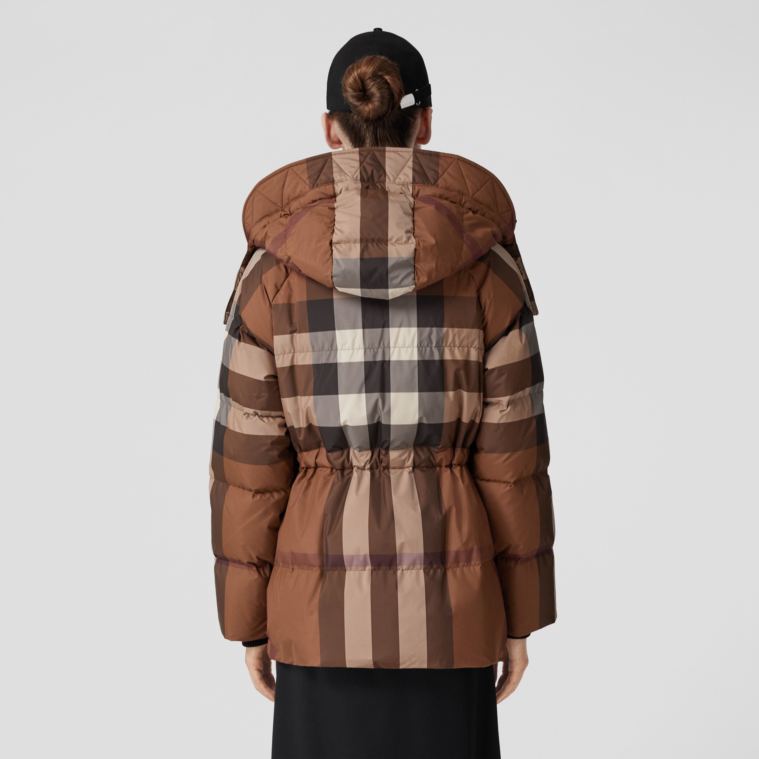 Detachable Hood Check Puffer Jacket in Dark Birch Brown - Women | Burberry® Official - 3