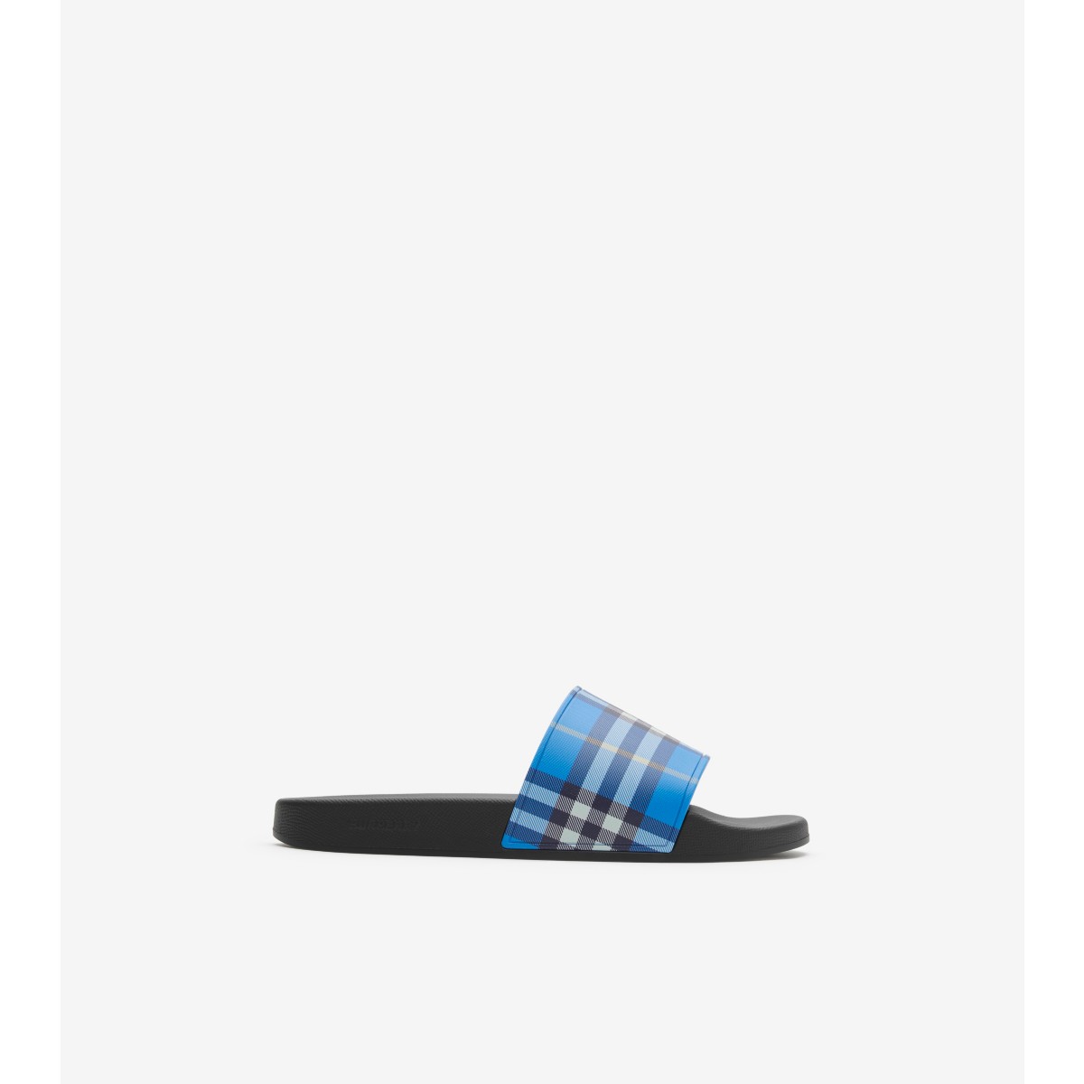 Burberry Checked Canvas Slides In Blue