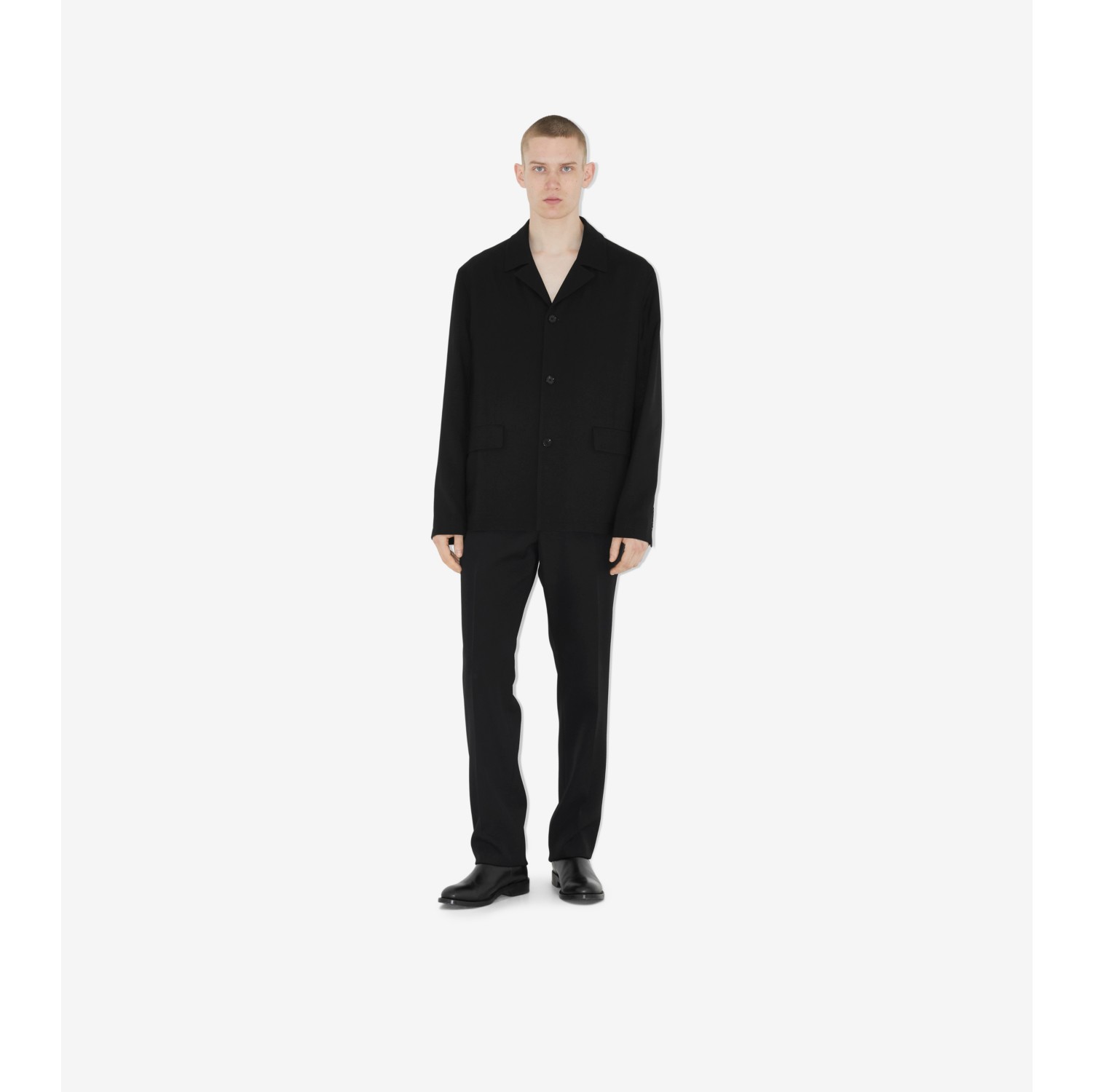 100% WOOL SUIT PANTS - Black