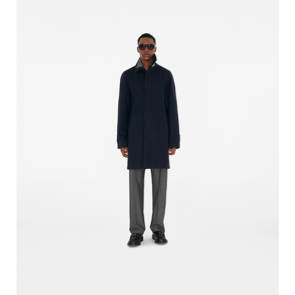  Check Mid-length Car Coat