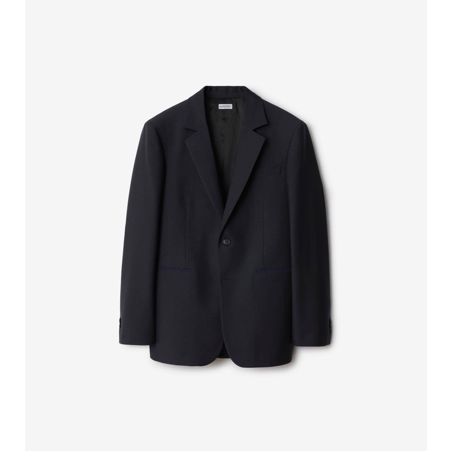 Wool Tailored Jacket in Navy Men Burberry Official