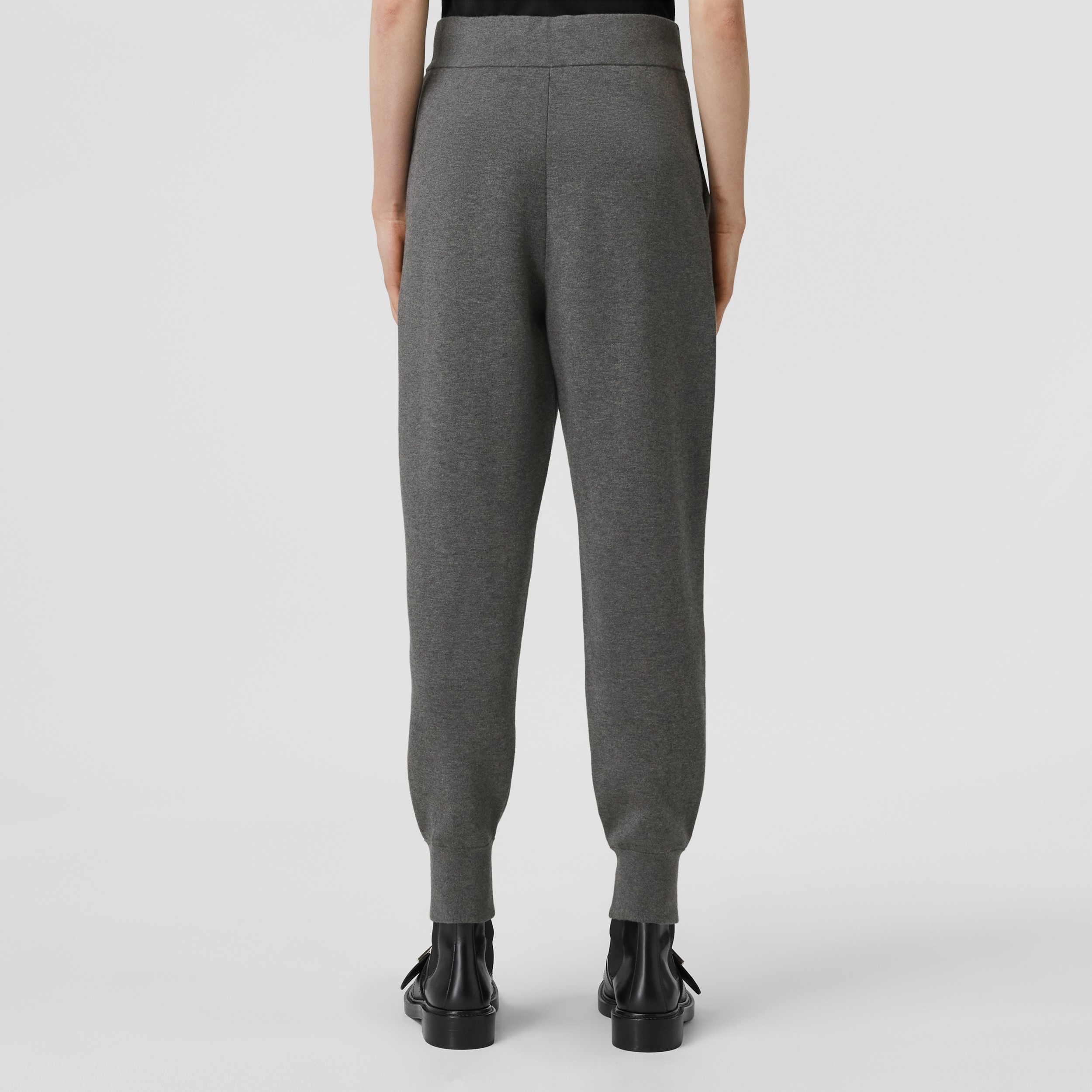 Custom Fit Cashmere Cotton Blend Jogging Pants in Storm Grey Melange - Women | Burberry® Official - 3