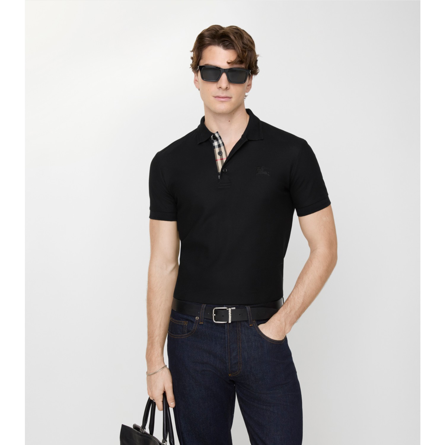 Cotton Polo Shirt in Black - Men | Burberry® Official